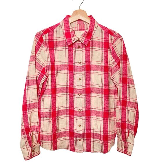 Sezane  Paris Tomboy Shirt Linen Blend  Women's Size 4 FR 36 Button Down Top - Picture 4 of 14